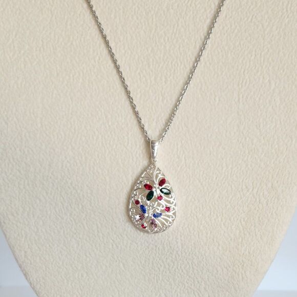 Swarovski Crystals Multi Color Necklace - Picture 2 of 9
